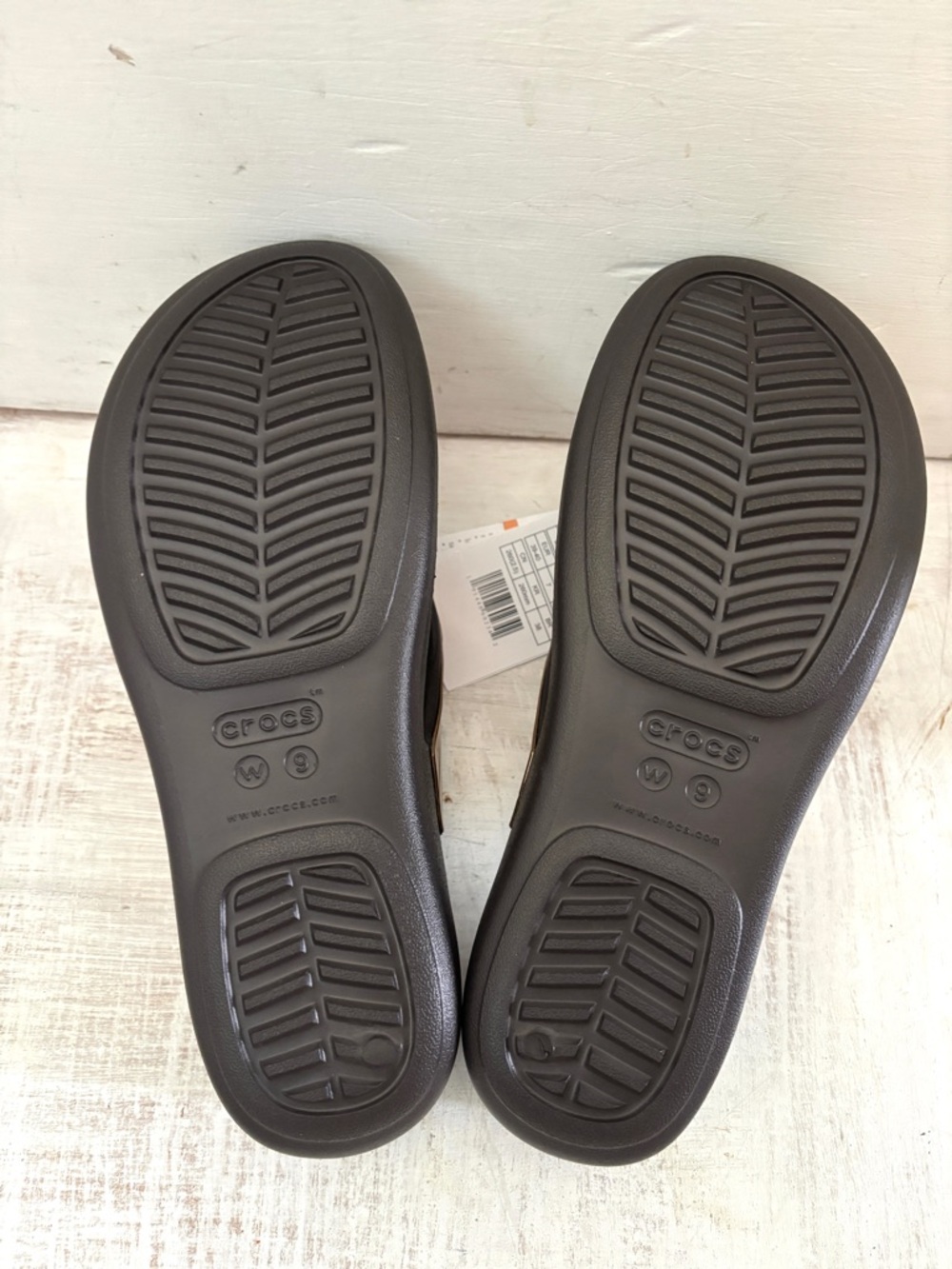 NWT Crocs Monterey Diamante Wedge Brown Metallic Flip Flops Sandals 9 - Picture 10 of 11